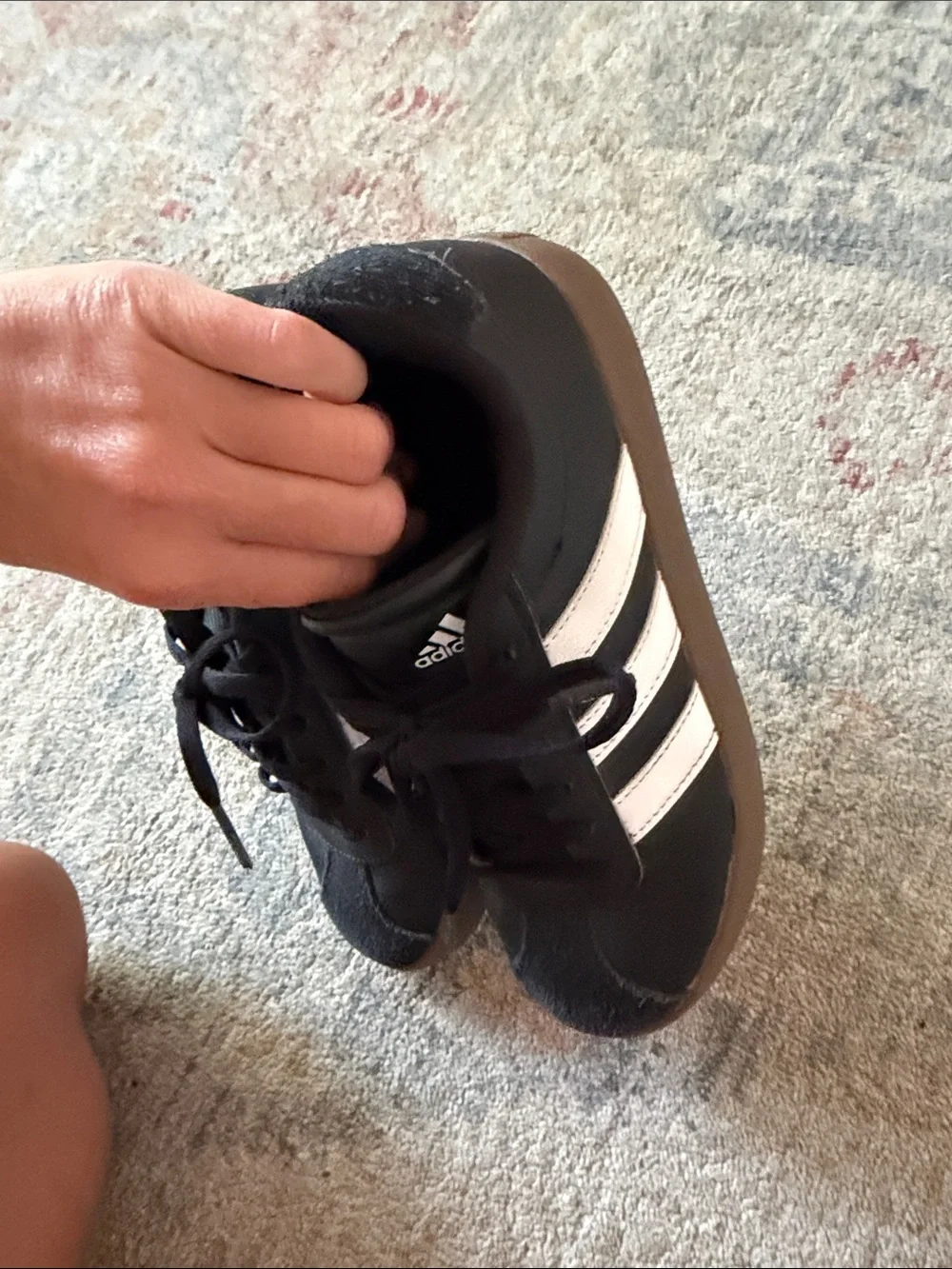 adidas Kids Black Sneakers with White Stripes